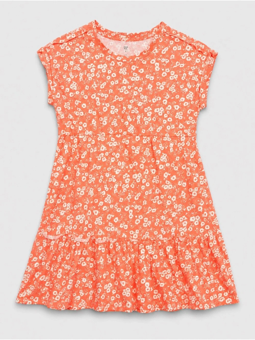 GAP Coral Floral Ruffle-Hem Girls Dress